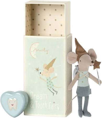 Maileg Maus Zahnfee Junge Blau Zahnbox im Karton
