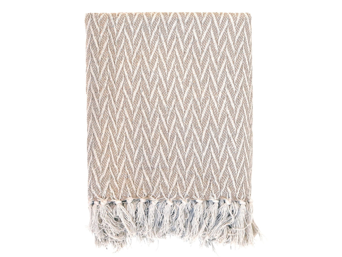 Chic Antique Decke Plaid Baumwolle 155 cm Latte Natur Creme