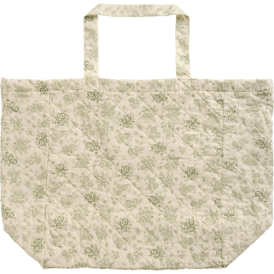 IB Laursen Tragetasche Stoff wattiert staubig grün Blumen groß
