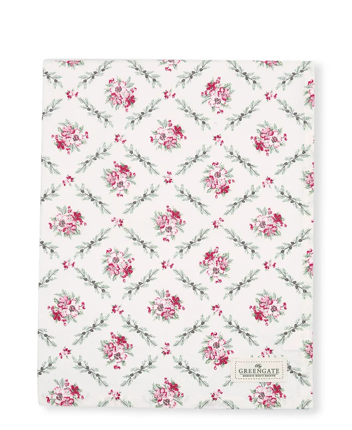 Greengate Gry Tischdecke 100 x 100 cm Rosen Weihnachten XMAS