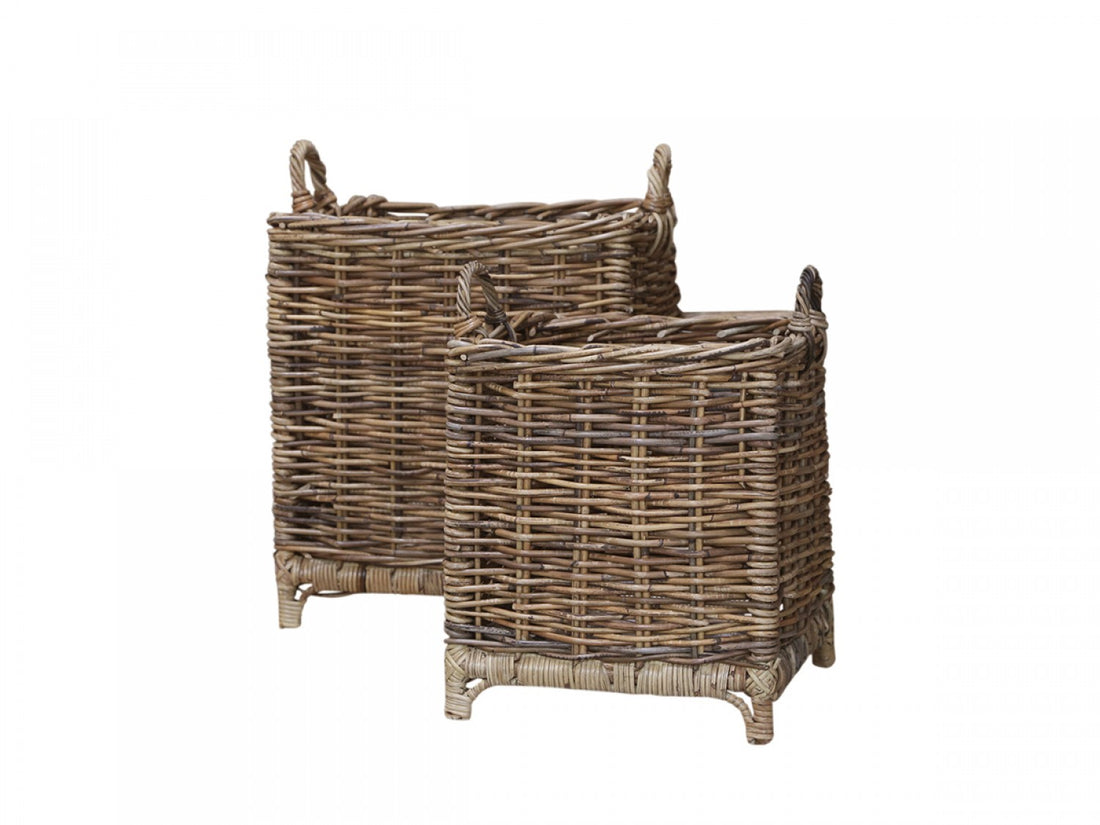 Chic Antique Korb Rattan Natur 41 cm Stehend Holzkorb