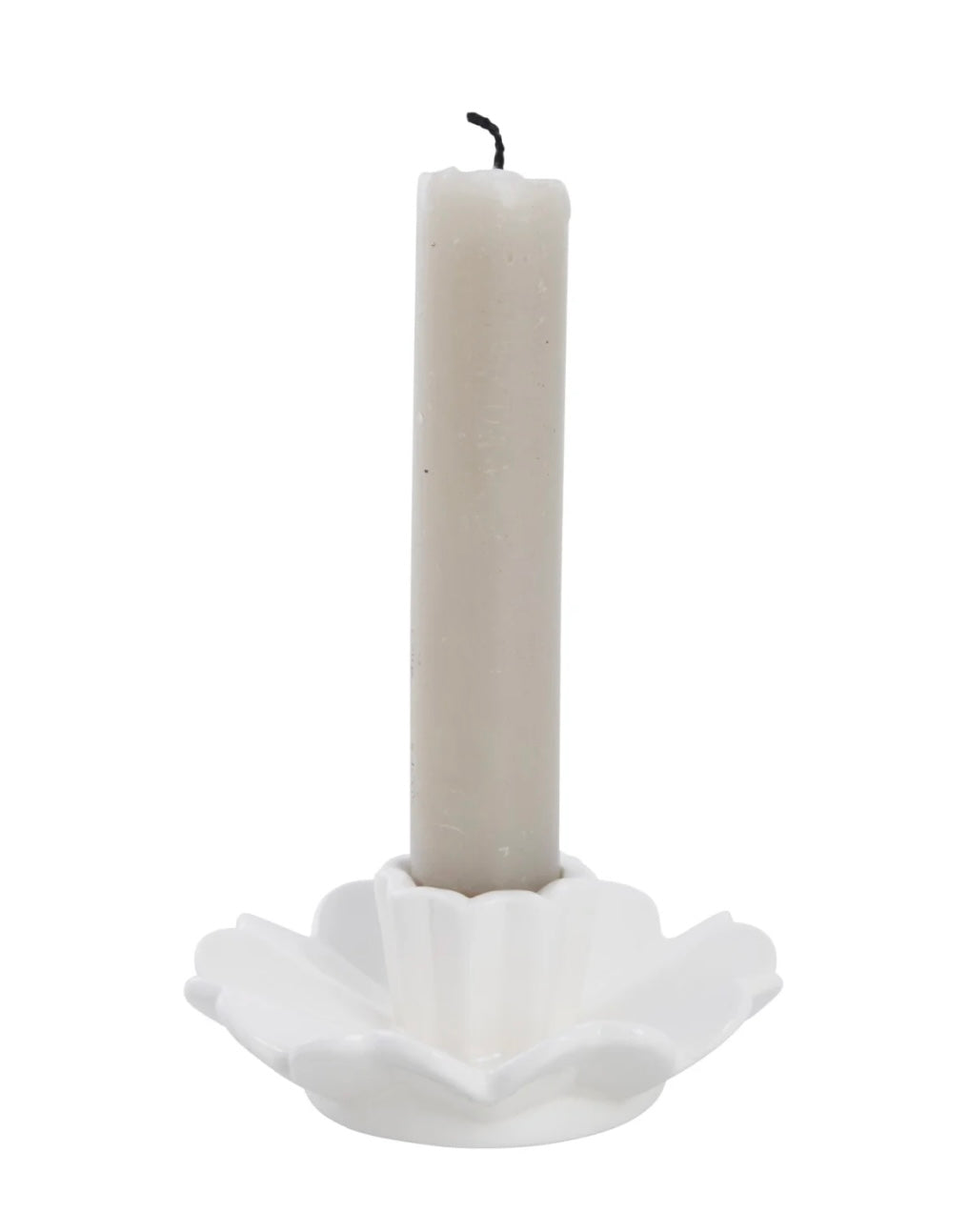 Lene Bjerre Kerzenhalter weiß Keramik Blume Stabkerze 9 cm