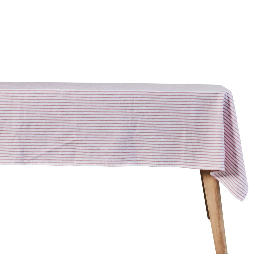 Lene Bjerre Tischdecke 140 x 220 cm Coral Weiß Streifen