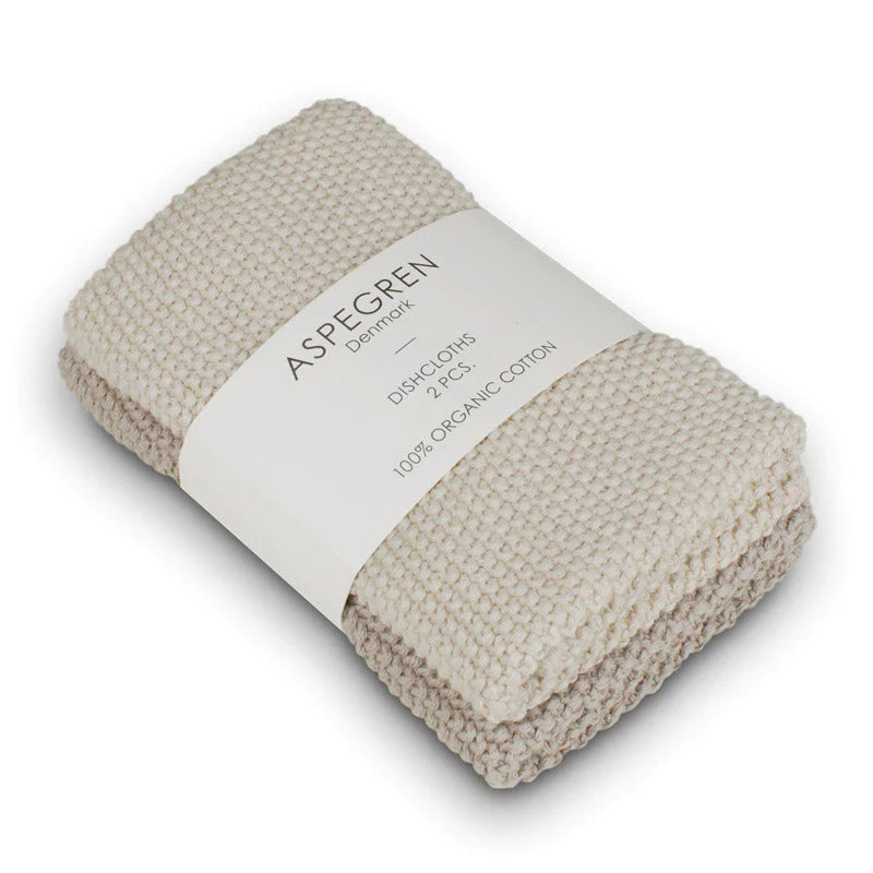 Aspegren Abwaschtuch Spültuch Strick 2er Pack Solid True Beige