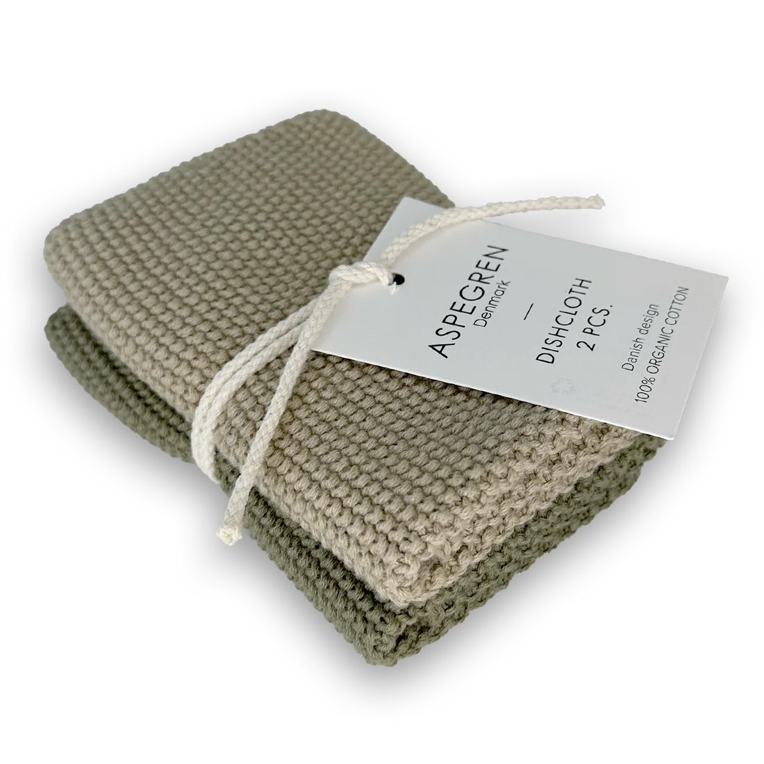 Aspegren Aufwaschtuch Spültuch Strick 2er Pack Olive