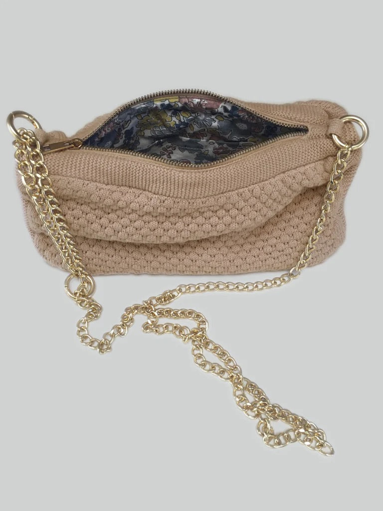 By Lohn Handtasche Strickhandtasche Clutch Umhängetasche Kette chain
