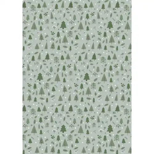 IB Laursen Papierrolle 5 Meter Winterwald Grün Rolle Geschenkpapier