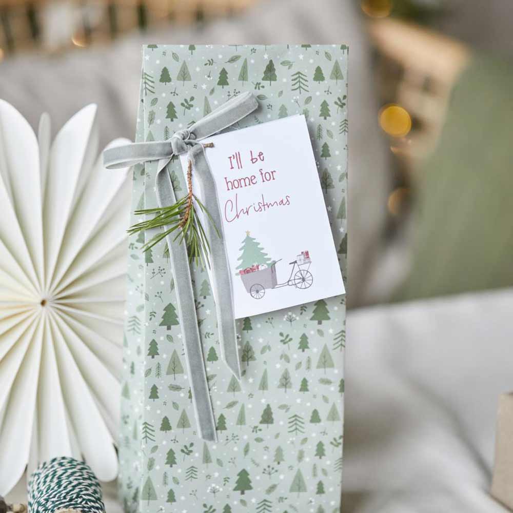 IB Laursen Buntfalttüte Tannenbäume Grün klein 22,5 cm