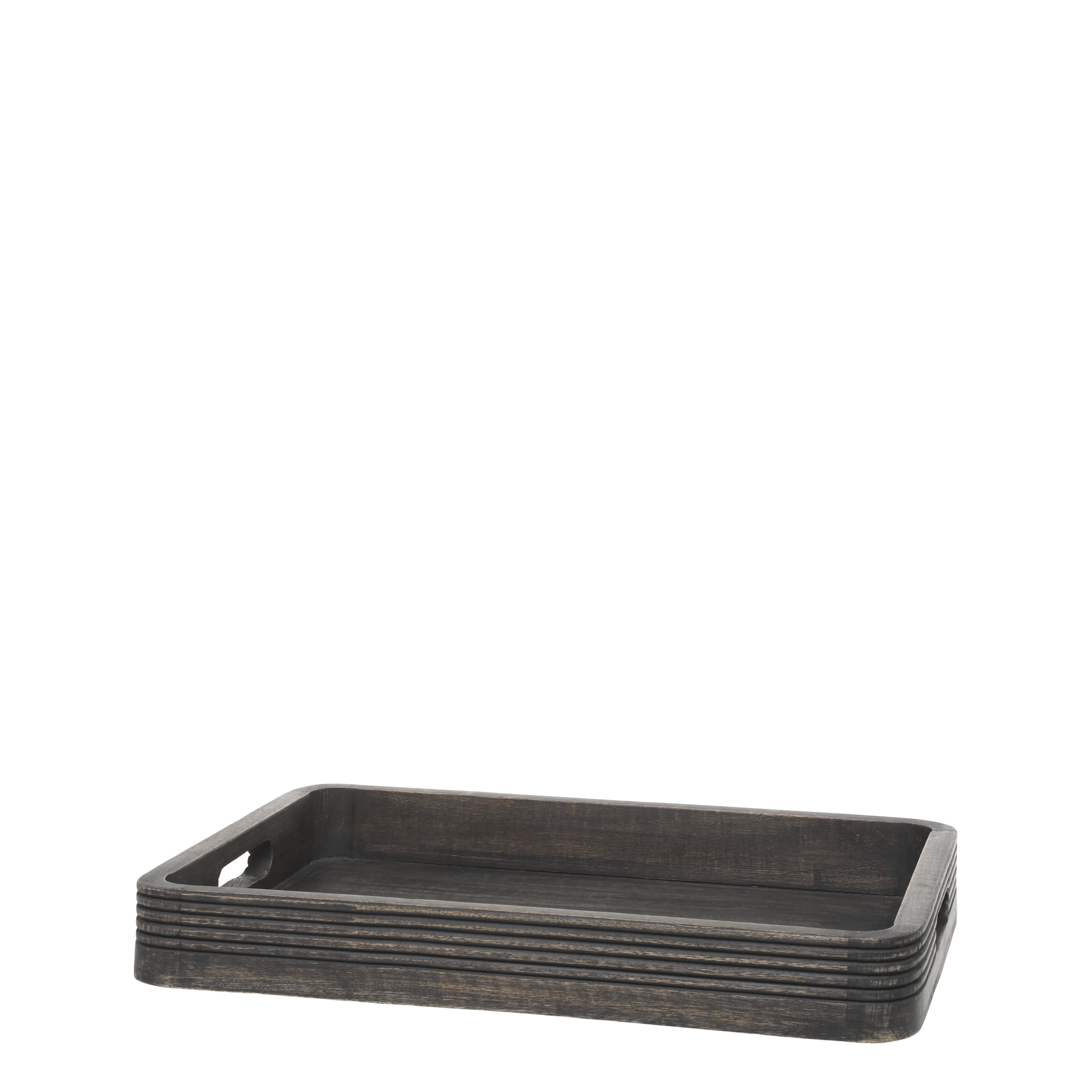 Chic Antique Tablett 40 cm Holz Mangoholz dunkelbraun