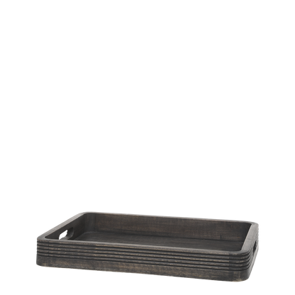 Chic Antique Tablett 40 cm Holz Mangoholz dunkelbraun