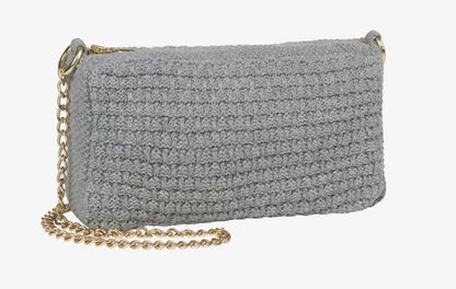 By Lohn Strikket Clutch Tasche Kette Petra grau melange