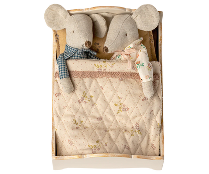 Maileg Bett Maus Doppelbett Holz weiß