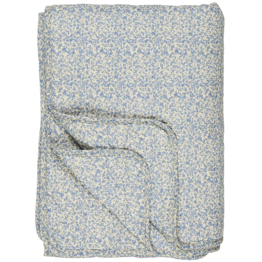 IB Laursen Quilt Plaid Baumwolle 130x180 Blumen Blau