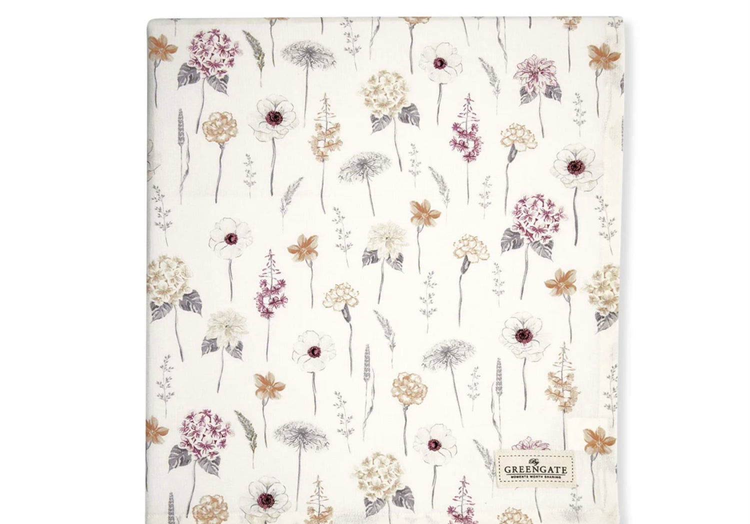 GreenGate Lillith Tischdecke 150x150 Baumwolle weiß Blumen