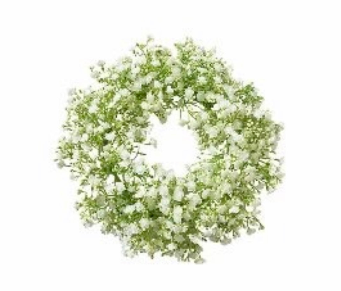 Gypso Kranz Seidenblumen Künstlich 38 cm Weiß Grün