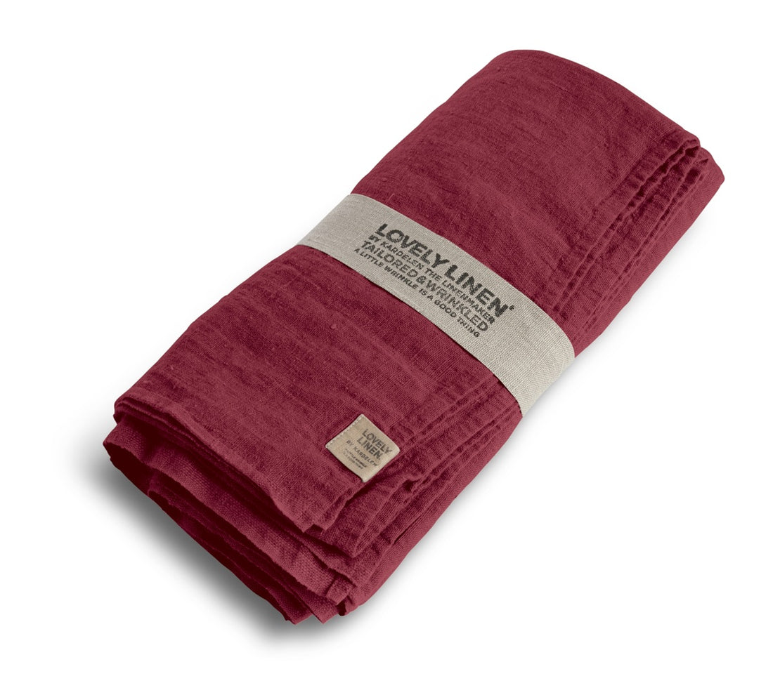 Lovely Linen Tischdecke Cabernet rot 145 x 300 cm