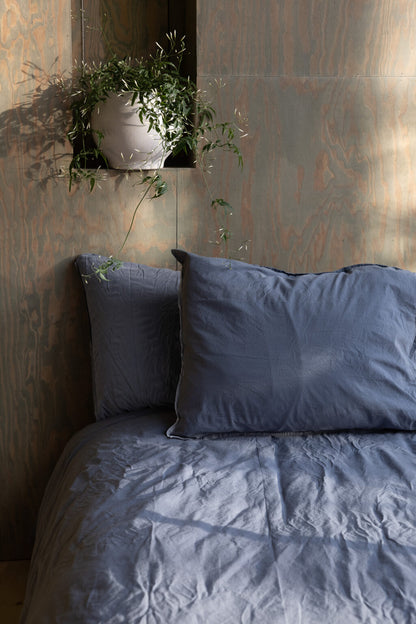 Storefactory Smaland Bettwäsche Organic Crinkle 135x200 cm blau