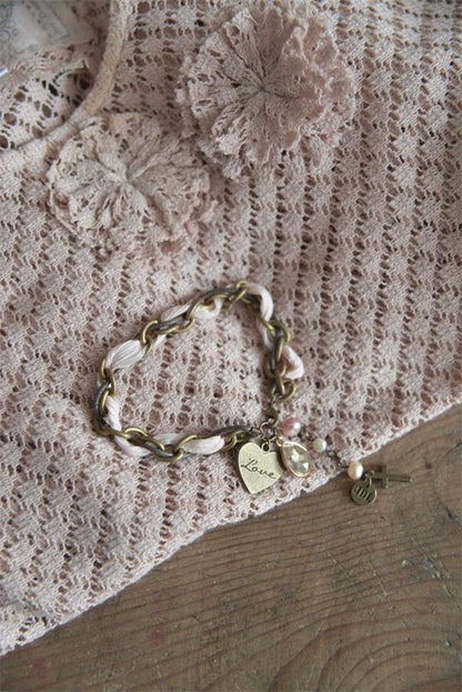 Jeanne d Arc Living Armband Antikgold Rosa