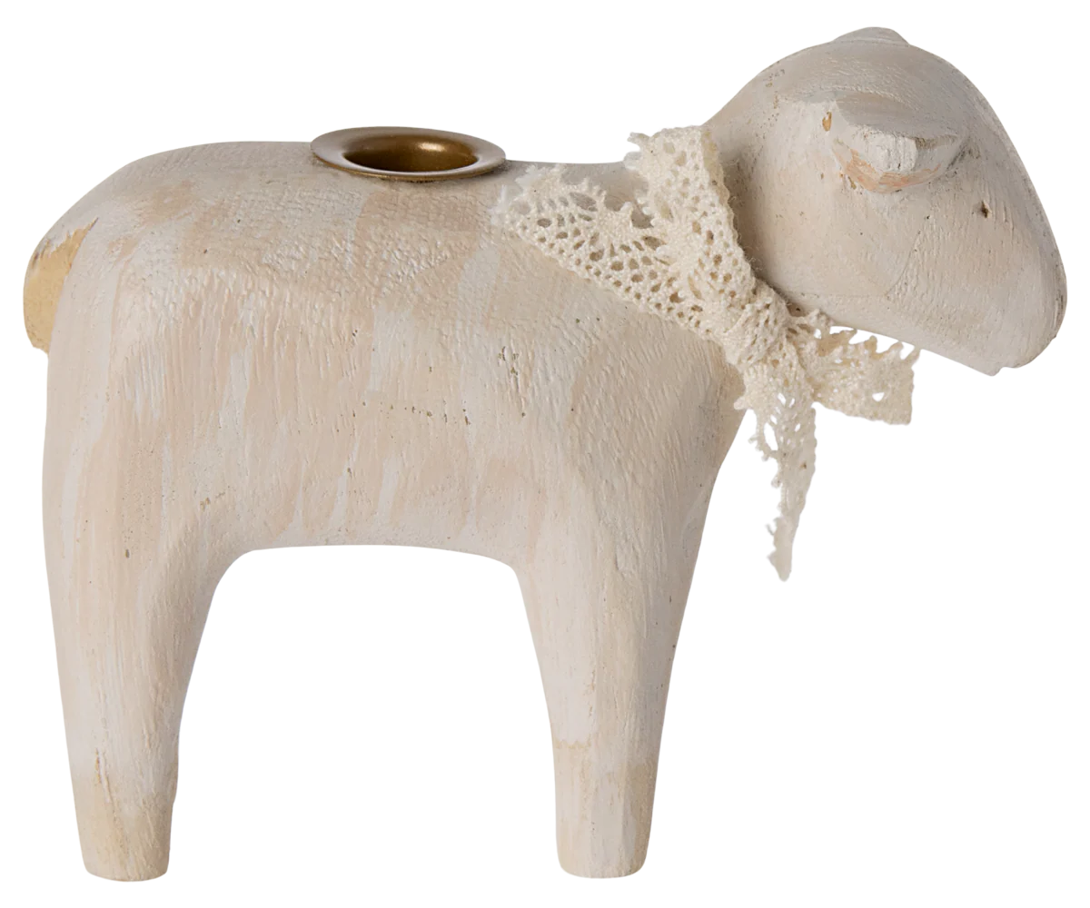Maileg Osterlamm Kerzenhalter Weiß Holz 10 cm