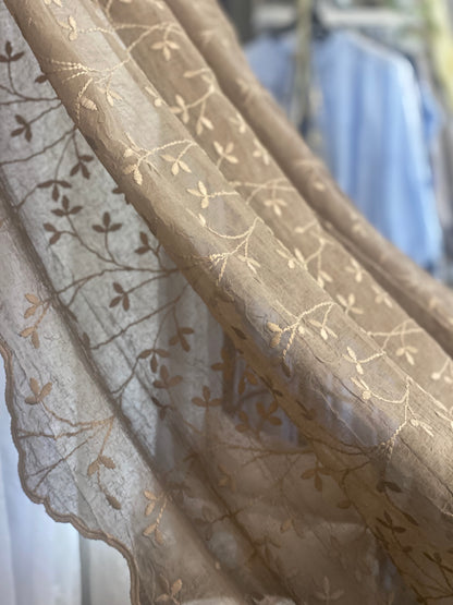 Lene Bjerre Eloise Vorhang Dunkelbeige 250x160 cm Sickerei
