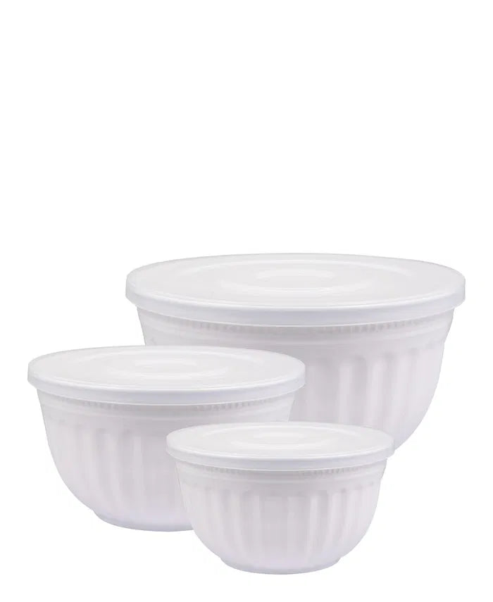GreenGate Schüsselset Weiß KUnststoff Deckel Lebensmittelecht 3 er Set