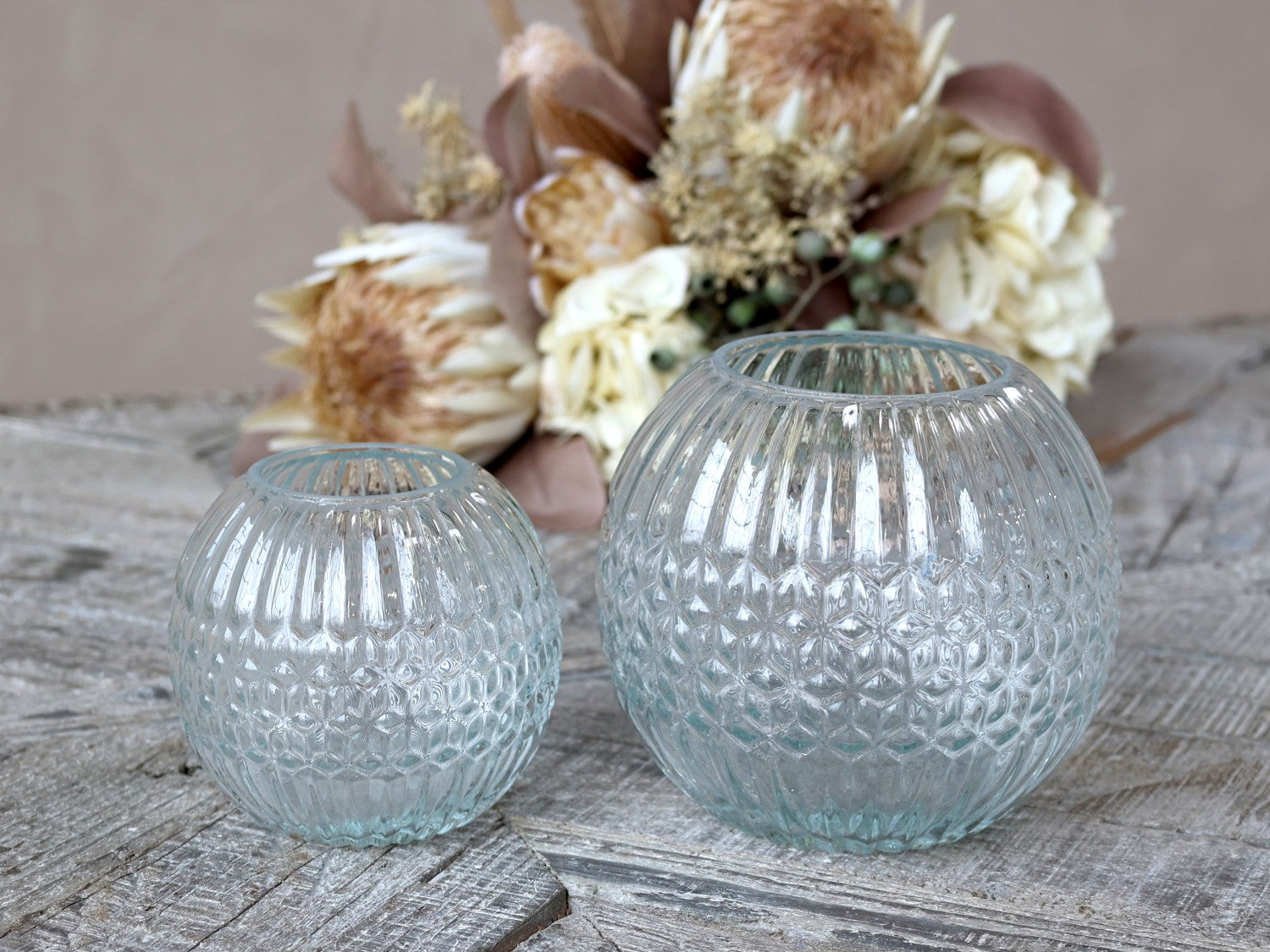 Chic Antique Vase Windlicht Glas Klas Muster