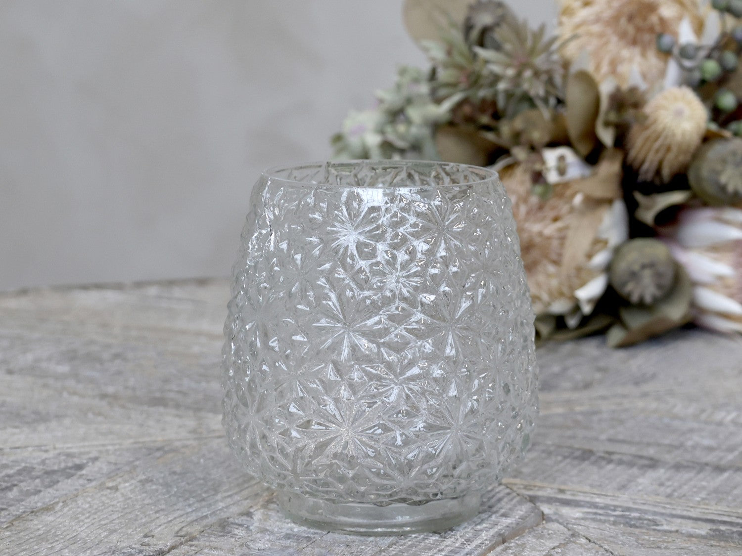 Chic Antique Vase Windlicht Glas Klar Schliff