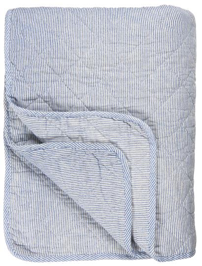 IB Laursen Quilt Plaid Baumwolle 130 x 180 Streifen blau weiß
