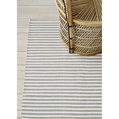Liv Interior Teppich Paris 70 x 140 cm Streifen Sand Beige Baumwolle
