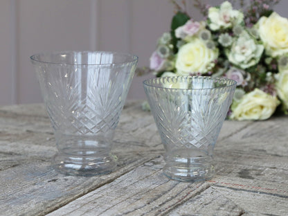 Chic Antique Vase Windlicht Glas Schliff 13 cm