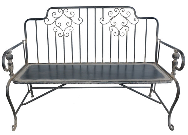 Bank Gartenbank schwarz Metall 125 cm