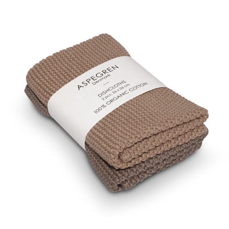 Aspegren Abwaschtuch Spültuch Strick 2er Set solid mocha braun